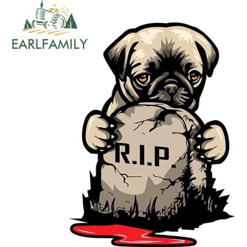 EARLFAMILY 13cm x 9.8cm for Cute Pug Car Stickers Motorcycle Decal Windows Vinyl Car Wrap Waterproof Laptop RV JDM VAN Decor