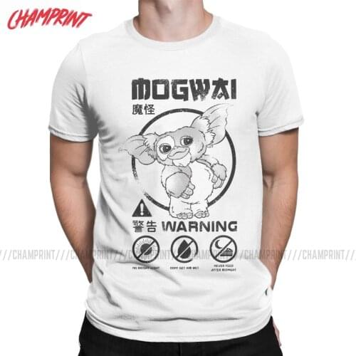 Mens T-Shirt Gremlins Mogwai Rules Vintage Pure Cotton Tee Shirt Short Sleeve Gizmo 80s Movie T Shirt Crewneck Clothes Printed