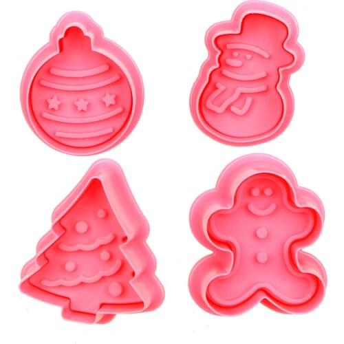 HILIFE Fondant Biscuit Mold Cake Mold 4Pcs/set Baking Utensils Cute 3D Gadgets Christmas Tree Snowman Chocolate Biscuits