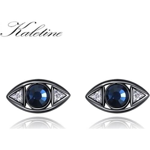 Kaletine Fatima Evil Eye Earrings For Women 925 Sterling Silver Vintage Simple Trendy Black Gold Eye Stud Earrings Ear Jewelry