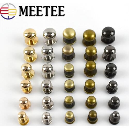 Meetee 50pcs 4-12mm Nipple Nail Buckles Metal Rivet for Bag Purses Fastner Clasps DIY Studs Screw Buttons Leathercraft Accessory