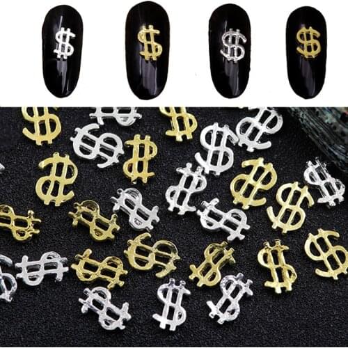 Money Dollar Sign Nail Art Stickers Decal Self Adhesive 3D Manicure Tips Decals Decoration Tool Nail Sticker Decorations 10PCS