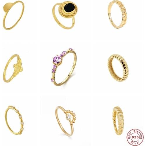 Trendy 925 Sterling Silver Anillos Minimalist Bling CZ Finger Rings For lovers' Anniversary Engagement Ring Gift Fine Jewelry