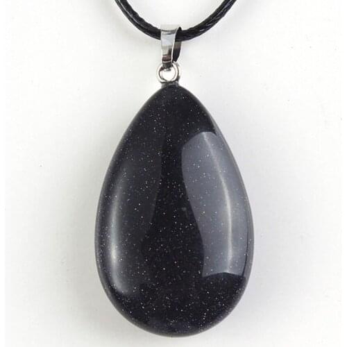 Trendy-beads Summer Style Silver Plated Blue Sand Stone Water Drop Modern Pendants Charms Jewelry
