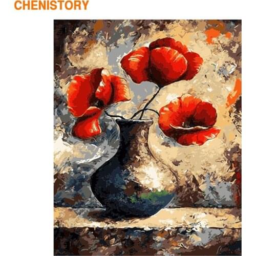 CHENISTORY Frameless Picture Vintage Flower DIY Painting By Numbers Kit Modern Wall Art Picture Unique Gift For Home Decor 40x50