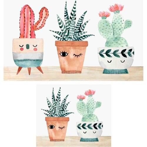 2 pieces bath mat three cactus digital printing set toilet bowl set portable bathroom carpet-1 piece 60x100cm 1 piece 50x60cm