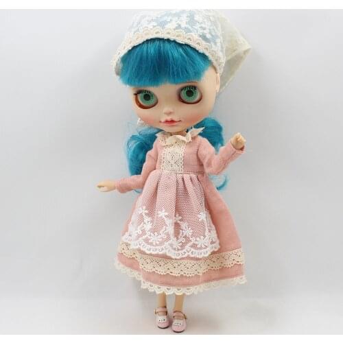 Outfit for Blyth doll Lace pink dress with hair band for the JOINT body Elegant suit for 1/6 bjd icy dbs