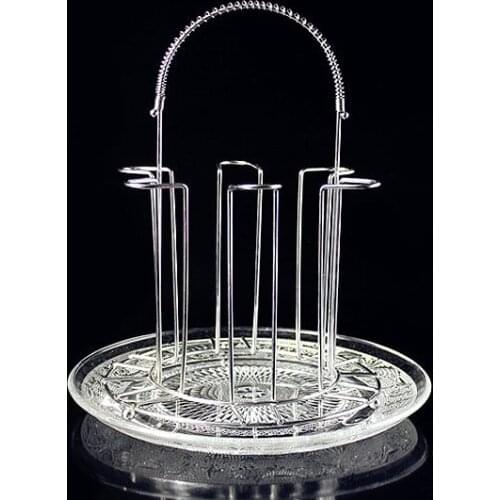 New 6 Cup Stainless Steel Stand Rack Home Cup Mug Draining Holder Stand Drinking Water Cup Mug Glass Storage Holder