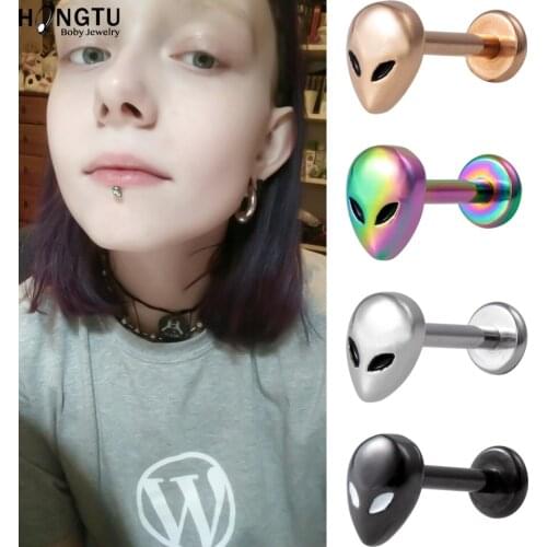 2-4Pcs Alien Ear Cartilage Tragus Helix Stud Ear Piercing Surgical Steel Labret Lip Ring Monroe Studs Women Body Jewelry 16G