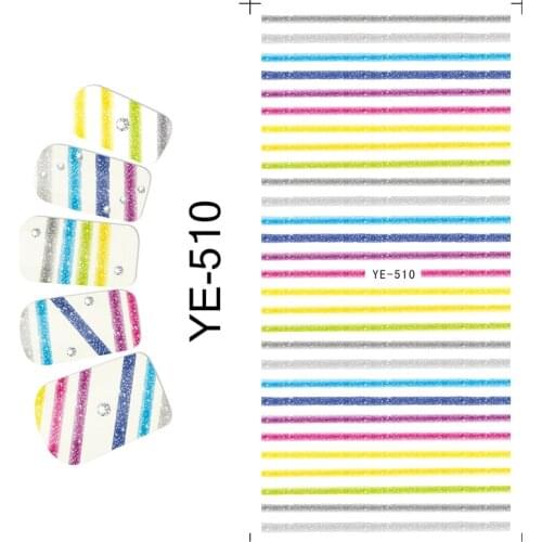 WATER DECAL NAIL STICKER NEON LINE WAVE RAINBOW COLOR WHITE FLOWER DAISY ALPHABET LETTER YE510-515