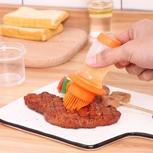 Food Grade Portable Baking Brush BBQ Tool Oil Brush Barbecue Brush Non-Stick Press Design Kitchen Tools for Cake Shop