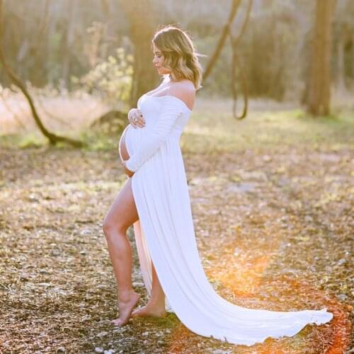 Shoulderless Maternity Pregnancy Dress Photography Props Sexy Long Pregnant Dresses For Women Photo Shooting Maxi Maternity Gown