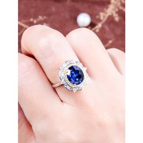 Sapphire, Blue gem, rings for women 925 sterling silver, acessorios feminino, wedding halloween, jewelry uxury Official store