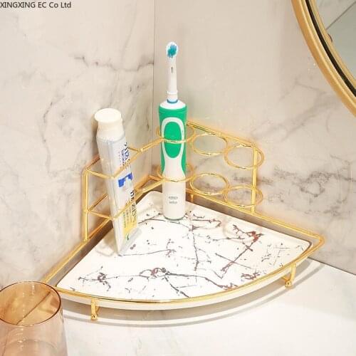 Toothbrush Rack Toilet Bathroom Mouthwash Cup Household Vanity Storage Rack Nordic Light Luxury Marble Bathroom Decoration