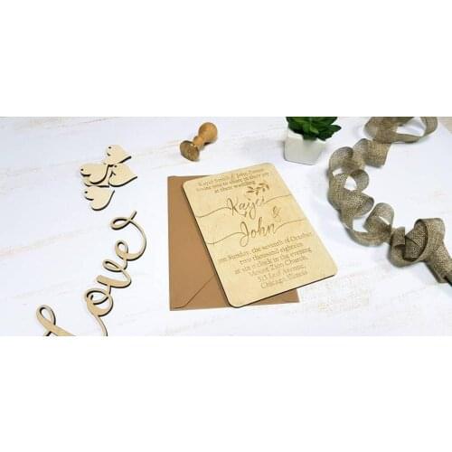 Wedding Invites Wooden Wedding Invitation Custom Rustic Invitations Engraved invitation with envelopeWood Wedding Invitation Rus