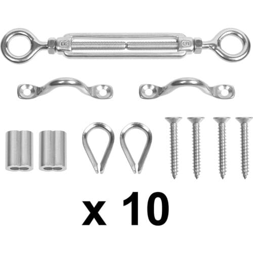 Heavy Duty Stainless Steel Cable Railing Kits for 1/8‘’ cable wire rope Balustrade Kit with Jaw Swage Fork Turnbuckle