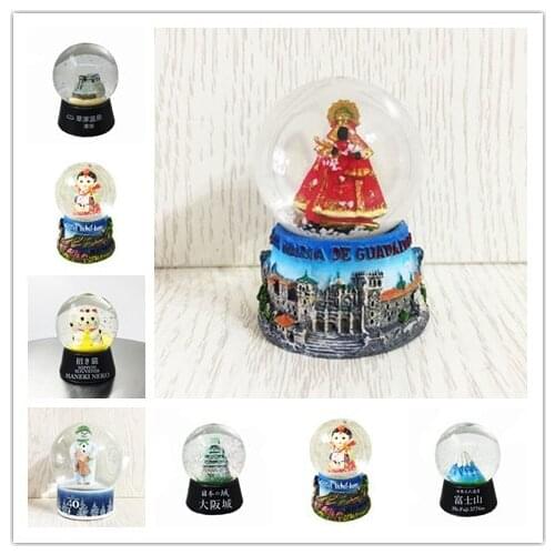 Tabletop Ornament Spain Japan Korea Fridge Magnets Tourism Souvenir Virgin Mary Crystal Ball Snow Ball Home Decoration Gift Idea
