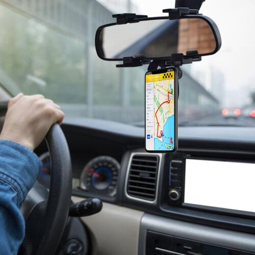 Rotate 360 degrees Car Rearview Mirror Mount Auto Magnetic Cell Phone Holder Mount For iPhone For Samsung Galaxy series phones