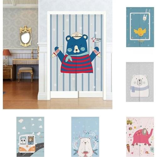 Japanese Cartoon Bear Rabbit Door Curtain For Bedroom Cotton Linen Half Panel Curtain Kitchen Partition Curtain Home Decoration