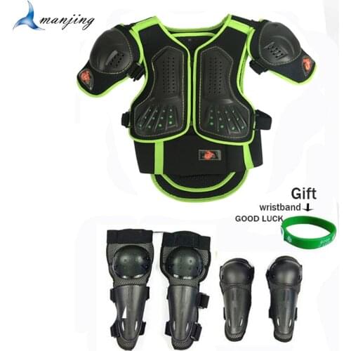 Green 4-16 Years Children Baby Youth Horse Beach Body Protector Armor Grove ATV Pit bike Knee Elbow Guard Motocross Equiment