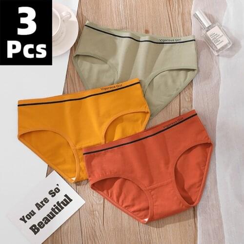 Womens Cotton Panties 3Pcs Soft Sports Women Underpants Solid Girls Briefs Sexy Female Lingerie M-XL Comfort Underwear Lingerie