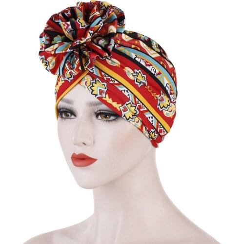 Womens Hats Spring Summer Floral Beanie Hat Muslim Stretch Turban Hat Cap Hair Loss Headwear Hijib Cap
