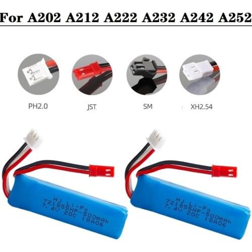 1Pcs 7.4v 500mah lipo battery 721855 for WLtoys A202 A212 A222 A232 A242 A252 4WD RC toys Car model parts