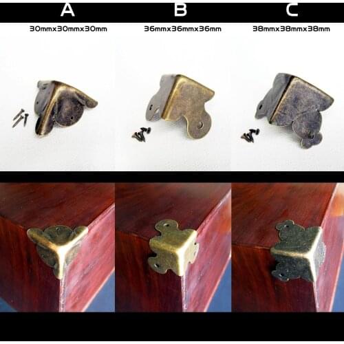 12pcs Heavy Duty Decorative Antique Brass Jewelry Chest Wine Gift Box Case Wood Table Corner Protector Guard+Screws