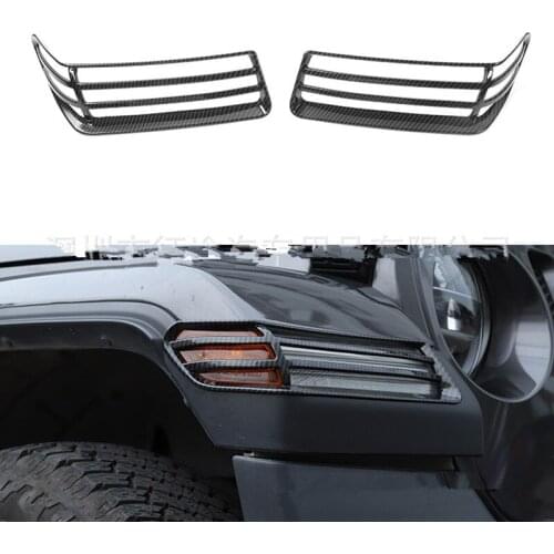 2Pcs Car Front Wheel Fender light Hood Cover Carbon Fiber Color Fit For Jeep Wrangler JL JT 2018 2019 2020 2021