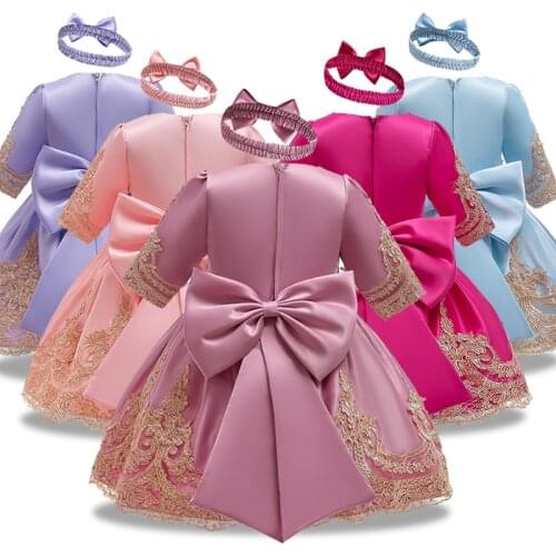 2020 Baby Girls Dress Retro Embroidery Lace Multiple Dress for Baby Girl Easter Birthday Princess Party Newborn baby Clothing