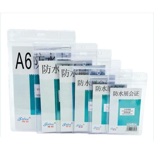 50pcs/pack Badge Holder Large Waterproof ID Card Holders Heavy Duty Clear Horizontal Name Tag Resealable Zip Fits Name Badge