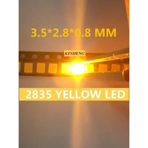 500PCS/lot SMD LED 2835 Yellow 0.2W 2.0-2.6V 580-590NM PLCC-2 SMD/SMT 2V 3.5*2.8*0.8MM 60Ma 3528 2835 led