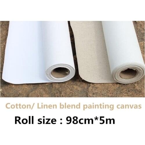98cm width 5m wholesale price cotton & linen blend two choice canvas roll for painting