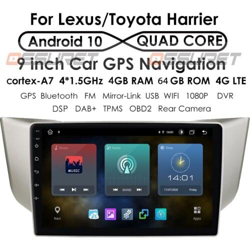 Android 10 Car Radio for Lexus RX RX300 RX330 RX400H 2003 - 2009 Toyoto Harrier Auto GPS Car Stereo Multimedia Video Player