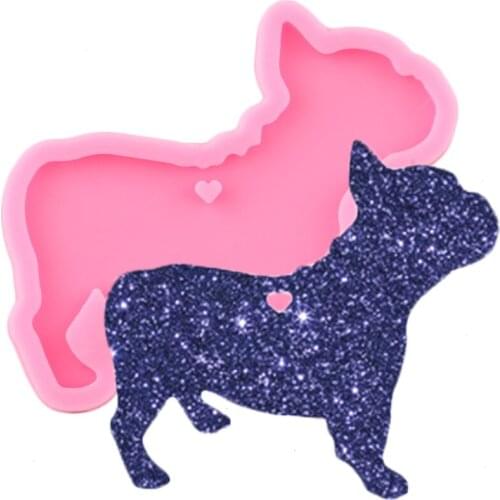 Shiny Dog Shape Silicone Mold Epoxy Resin Craft Keychains Molds DIY Handmade Charms Mould Jewelry Making Moulds