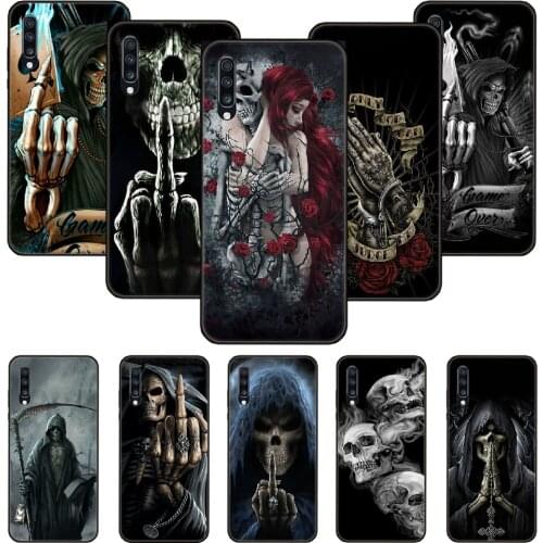 Phone Case For Samsung Galaxy A 50 51 71 70 7 5 10 20 30 40 41 21 S E Black Cover Prime Horror Grim Reaper skull skeleton