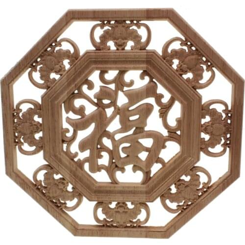 RUNBAZEF Flower Woodcarving Chinas Wind Wood Carved Corner Applique Frame Wall Doors Cabinet Furniture Decor Figurines