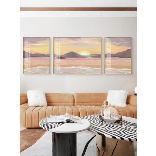 EECAMAIL Nordic Abstract Luxury Pink Purple Sea View Mountains Diamond Art Decoration Painting Diamond Embroidery No Frame