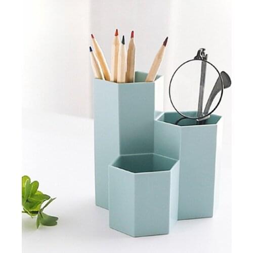 Hexagonal Pen Pemcil Holder Container Makeup Brush Holder Desktop Organizer