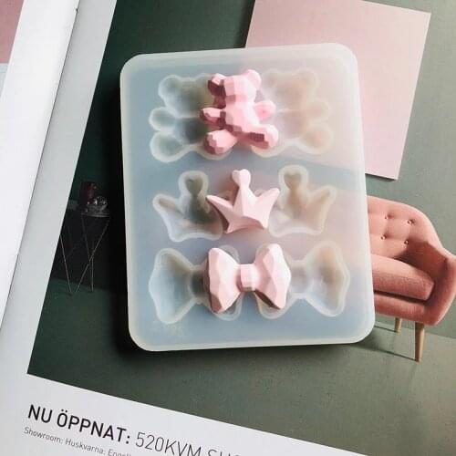 Geometric Crowns Bear Bow shape Silicone Molds for Making Aromatherapy Gypsum Plastic Crafts Clay Epoxy Decoration Party Favors