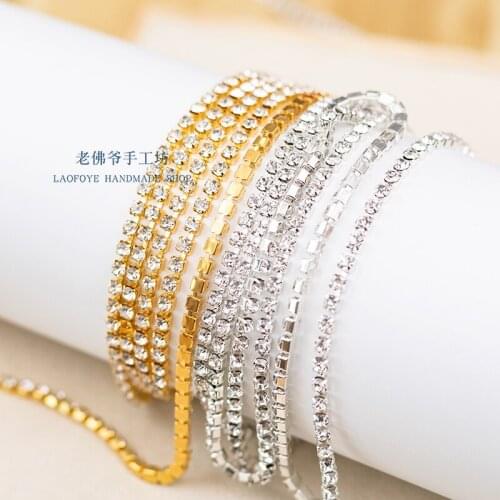 French embroidery round 3mm diamond chain, handmade material embroidery accessories, hand-stitched diamond dense chain