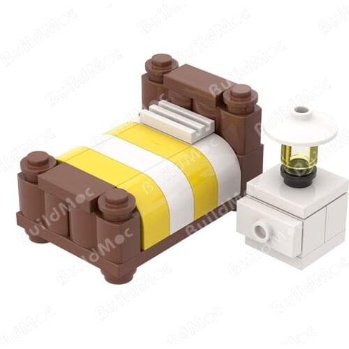 MOC Bricks PartsTelephone Box Booth Street Sofa TV House Roof Room Decoration Building Blocks Kids DIY Bookcase Standing Clocks