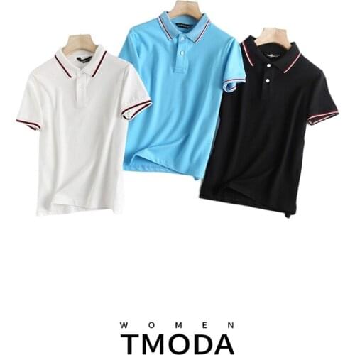 TMODA1265 2021 Summer Brand Womens Short Sleeve Polos Shirts Cotton Casual Ladies Lapel Tees Fashion Slim Female Tops