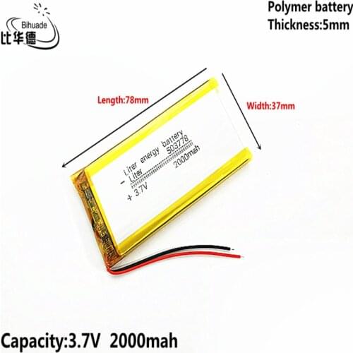 Good Qulity Liter energy battery 3.7V,2000mAH 503778 Polymer lithium ion / Li-ion battery for tablet pc BANK,GPS,mp3,mp4