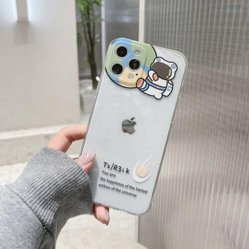 Retro kawaii Moon land Space bear art japanese Phone Case For iPhone 12 11 Pro Max Xr Xs Max 7 8 Plus 7Plus case Cute Soft Cover