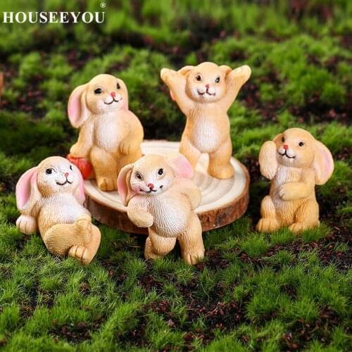 Cute Animal Bunny DIY Miniature Micro Landscape Rabbit Gardening Plant Resin Accessories Succulent Bonsai Decoration