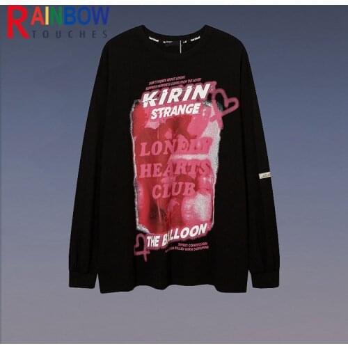 Rainbowtouches 2021 Menswear Trend Long Sleeve Fall Shoulder Loose T-shirt Hip Hop Multi Pattern Printing Sweatshirts