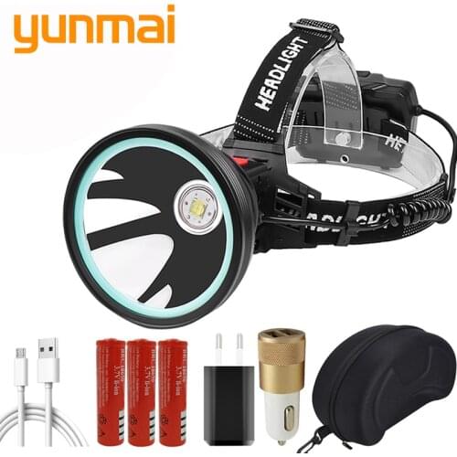 Xhp90.2 White Yellow LED Headlamp Headlight Flashlamp 32W Bulb 3*18650 Battery Mobile Power Supply 7800mah Light Camping Cycling