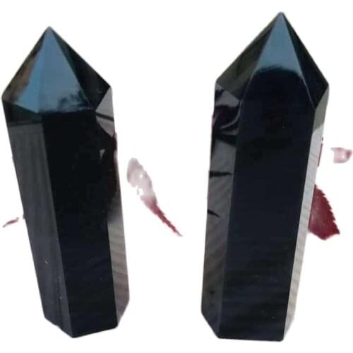 Natural Black Obsidian Column crystal quartz point reiki healing stone