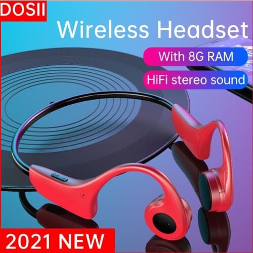Bone Conduction Headphones Wireless Bluetooth Headset Long Standby Dual Stereo Speaker Sports Waterproof Earphone with 8G Memory